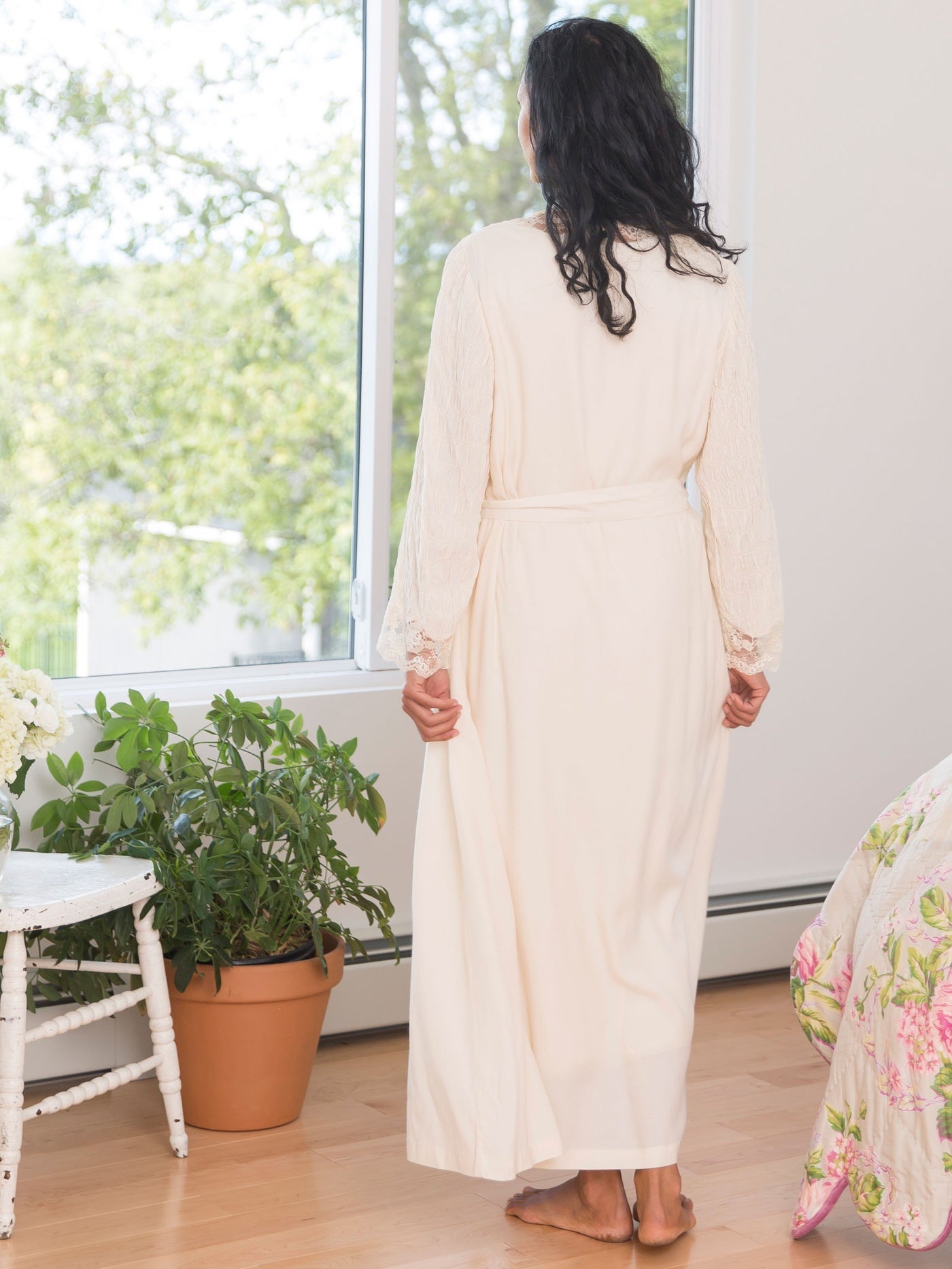 Vintage Inspired Dressing Gown in Ecru | April Cornell - SALE