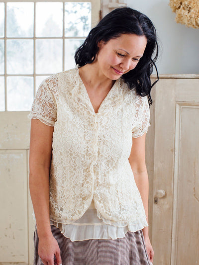 Sophia Vintage Inspired Lace Cover-Up in Ecru by April Cornell
