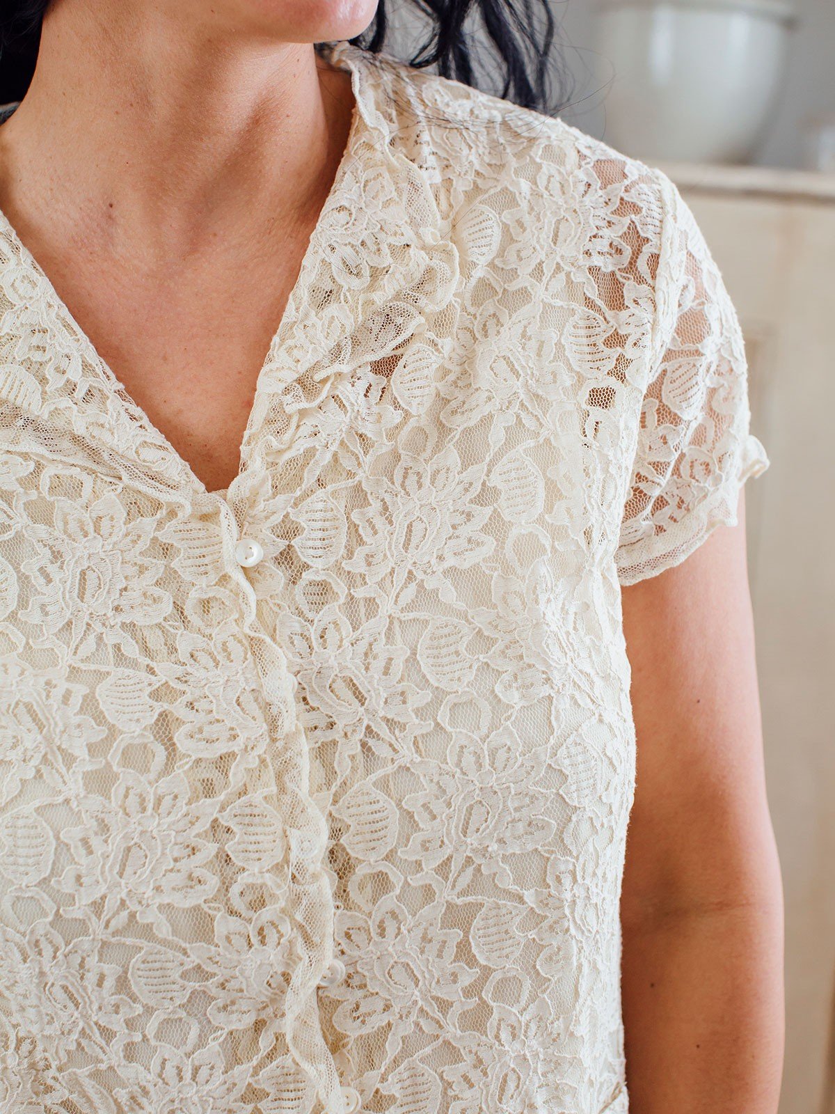 Sophia Vintage Inspired Lace Cover-Up in Ecru by April Cornell