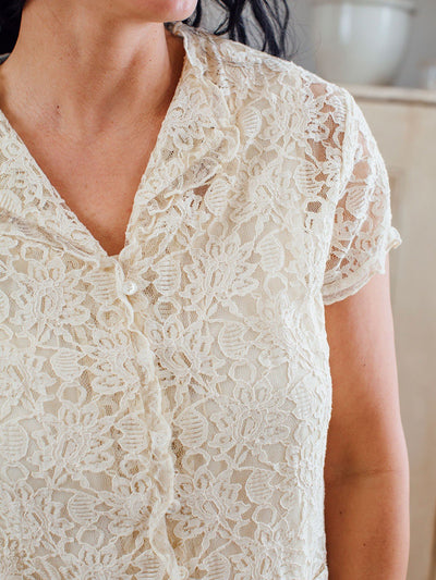 Sophia Vintage Inspired Lace Cover-Up in Ecru by April Cornell