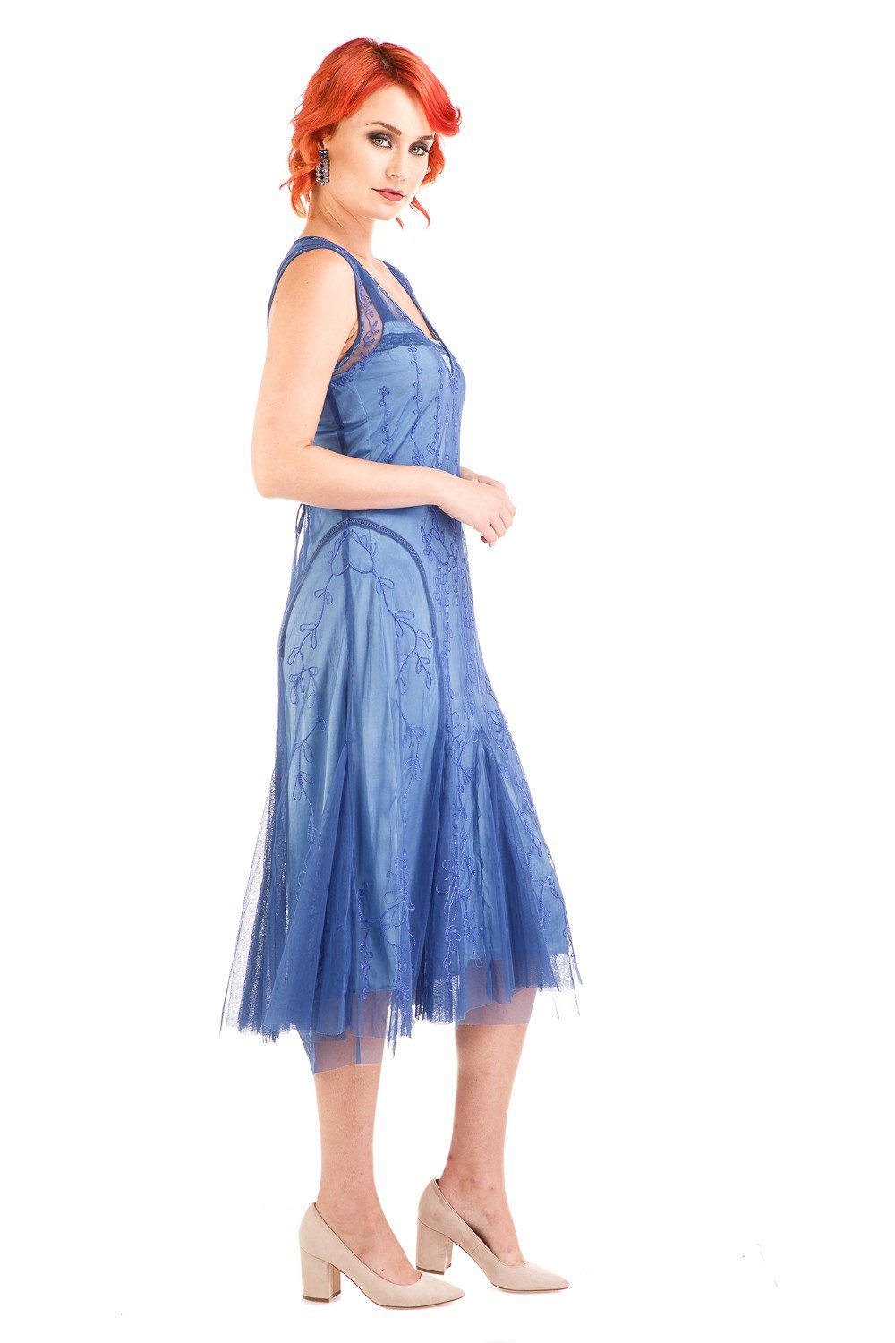 Jackie 1920s Flapper Style Dress in Periwinkle by Nataya