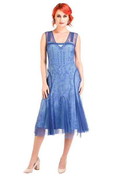 Jackie 1920s Flapper Style Dress in Periwinkle by Nataya