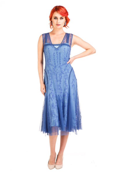 Age of Love Jackie 1920s Flapper Style Dress in Periwinkle by Nataya