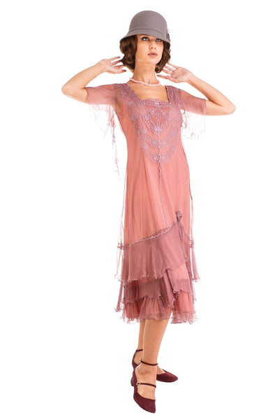 Alexa 1920s Flapper Style Dress AL-283 in Mauve by Nataya