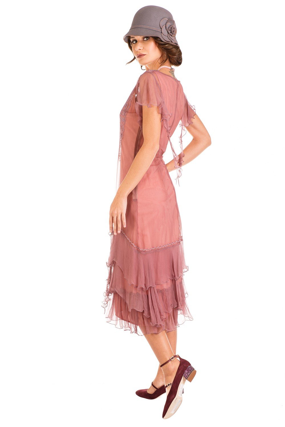 Alexa 1920s Flapper Style Dress AL-283 in Mauve by Nataya