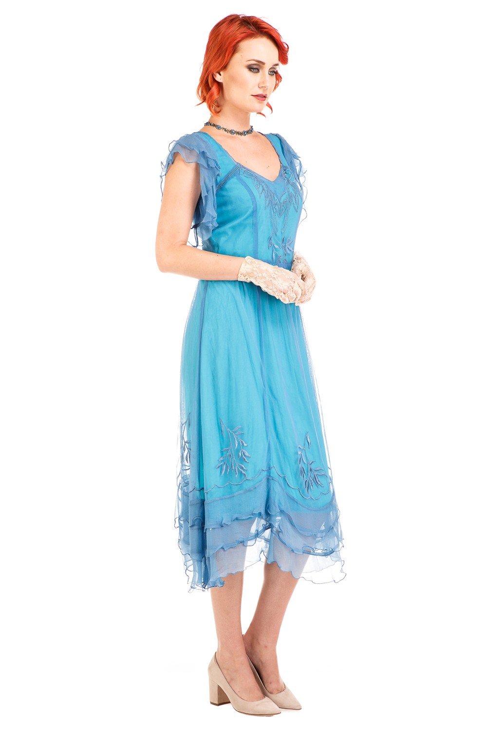 Age of Love Olivia 1920s Flapper Style Dress in Turquoise by Nataya