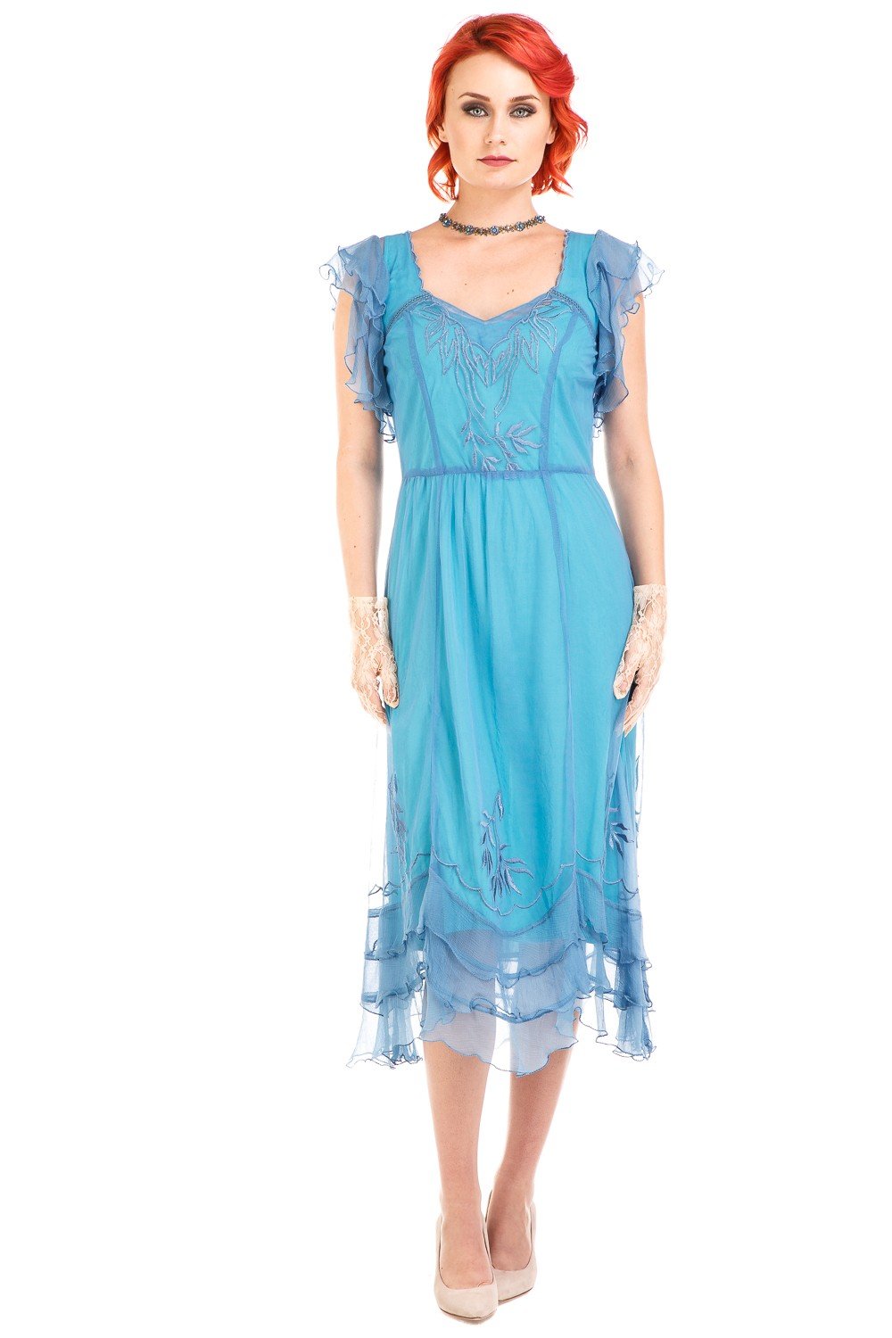 Age of Love Olivia 1920s Flapper Style Dress in Turquoise by Nataya