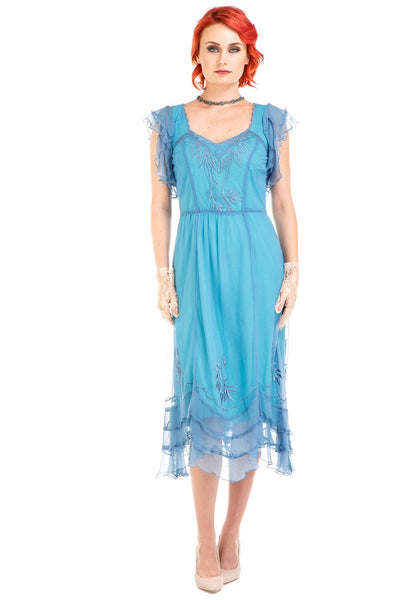 Age of Love Olivia 1920s Flapper Style Dress in Turquoise by Nataya