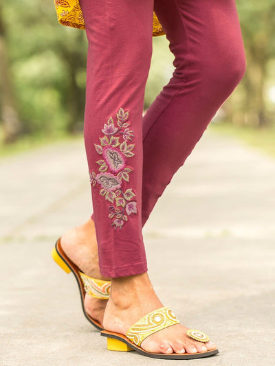 Vintage Style Tapestry Legging in Raspberry by April Cornell