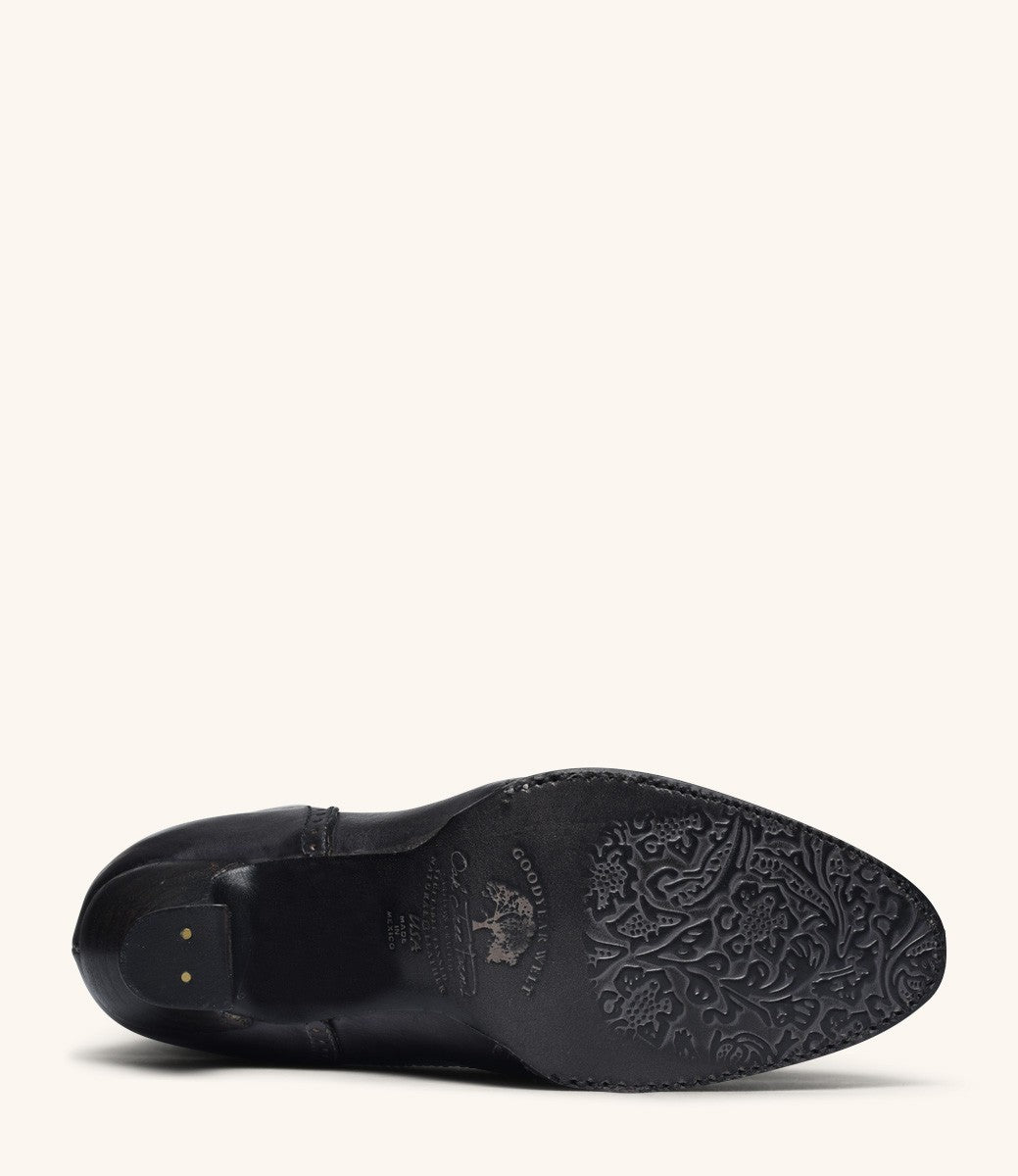 Modern Victorian Lace Up Leather Boots in Black Oak Tree Farms