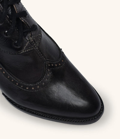 Modern Victorian Lace Up Leather Boots in Black Oak Tree Farms