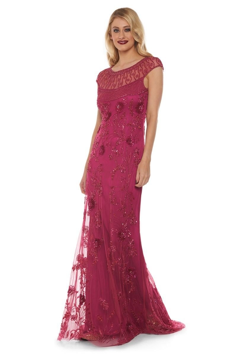 Art Nouveau Maxi Dress in Raspberry