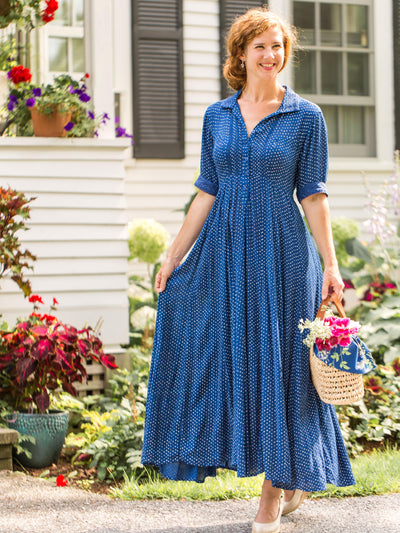 Romantic Rustic Dot Dress in Blue by April Cornell