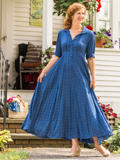 Romantic Rustic Dot Dress in Blue by April Cornell