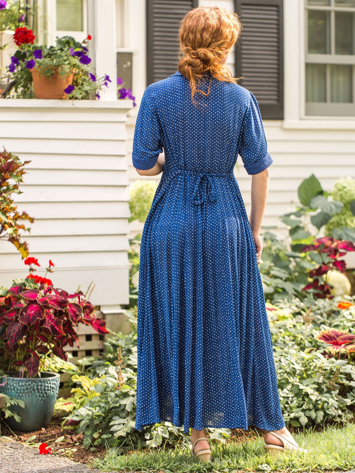 Romantic Rustic Dot Dress in Blue | April Cornell - SOLD OUT