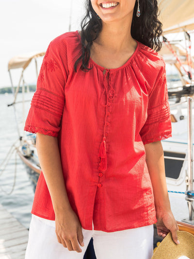 Vintage Inspired Blouse in Red by April Cornell