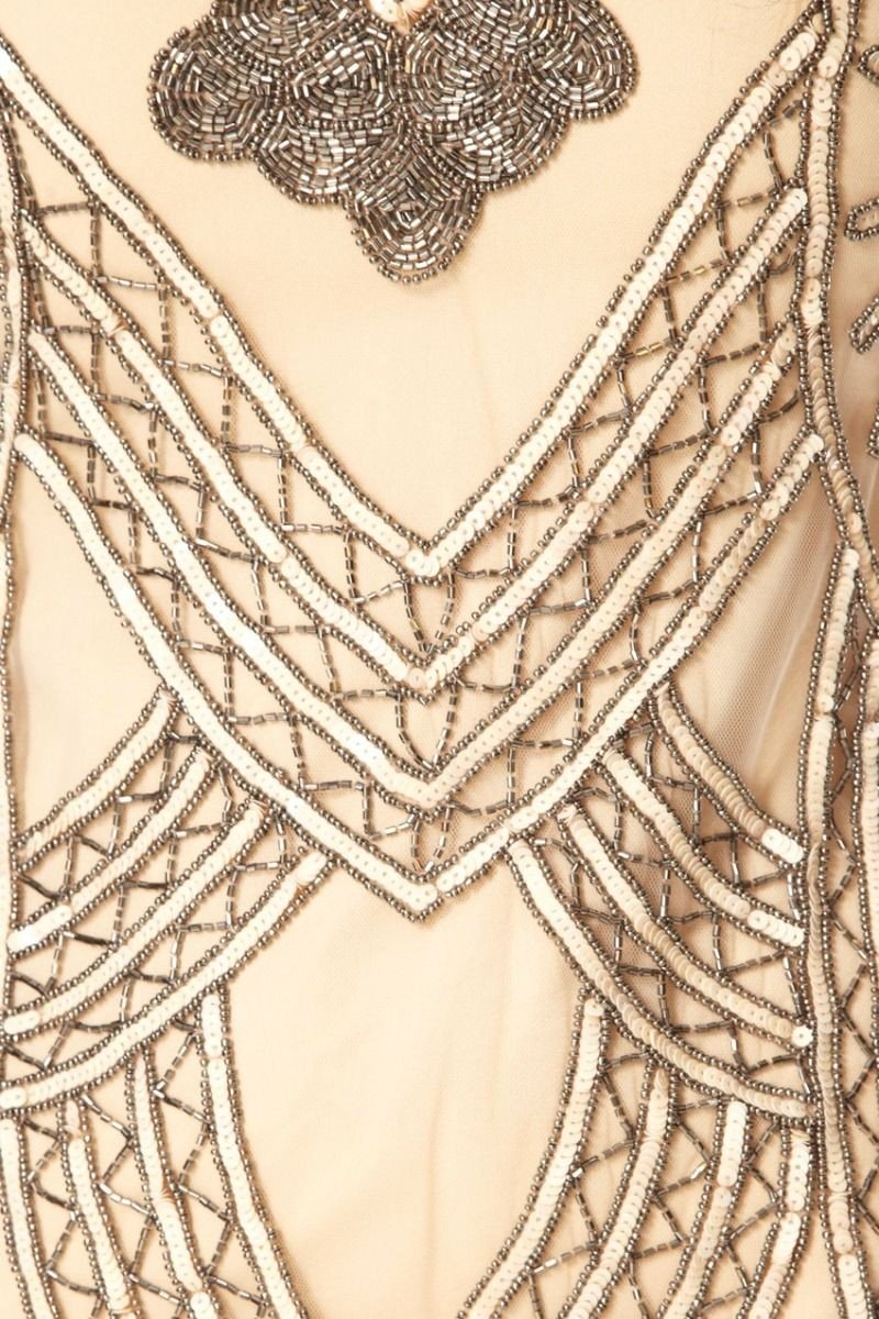 Roaring 20s Fringe Dress in Nude Blush