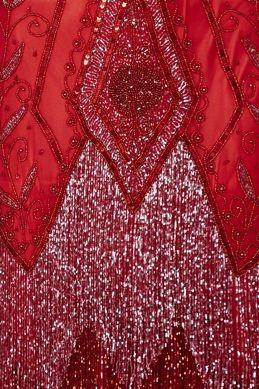 1920s Deco Fringe Party Dress in Red