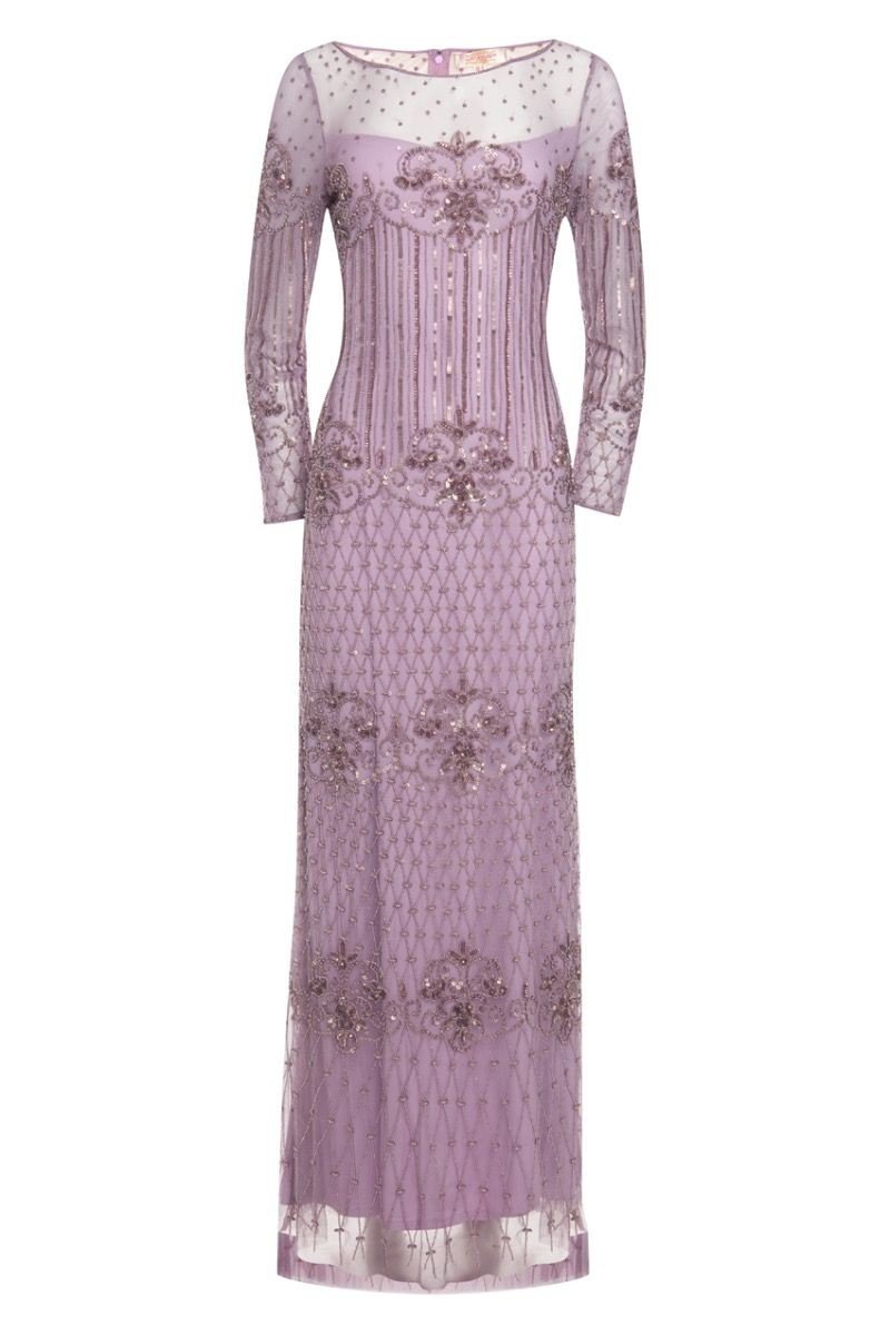 1920s Inspired Evening Maxi Dress in Lavender