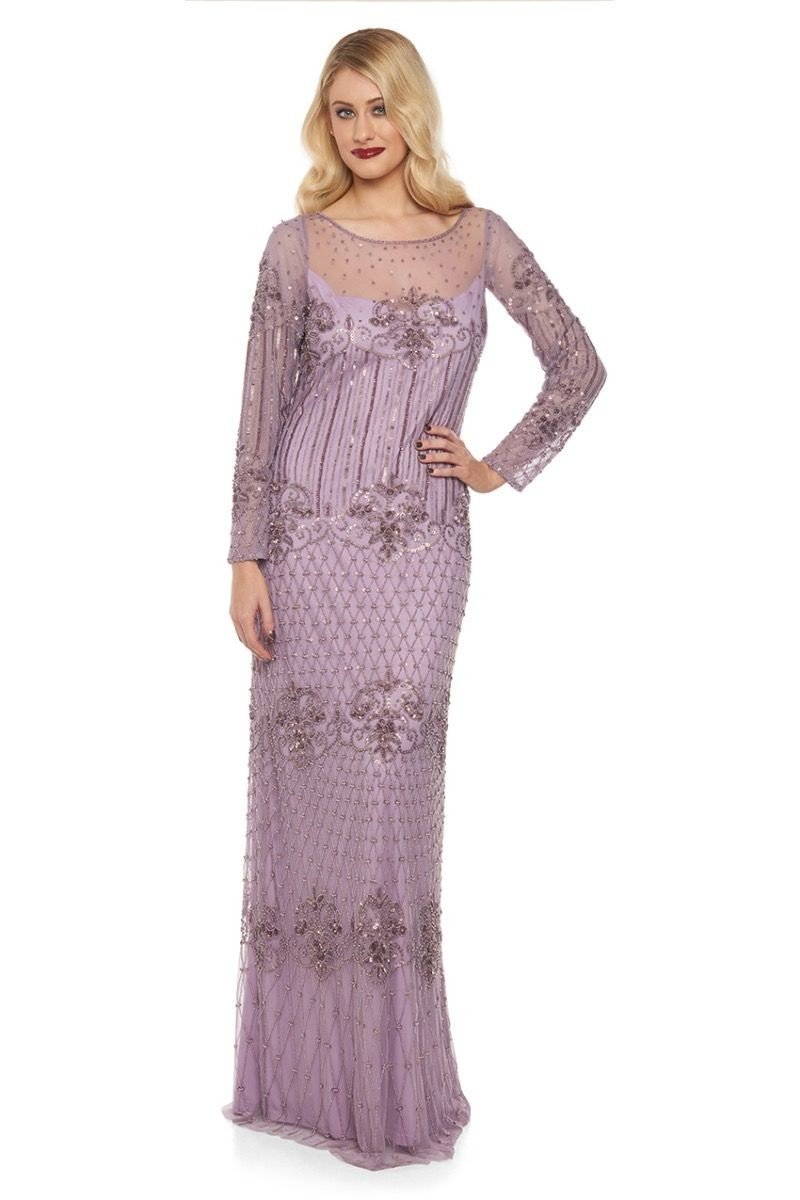 1920s Inspired Evening Maxi Dress in Lavender