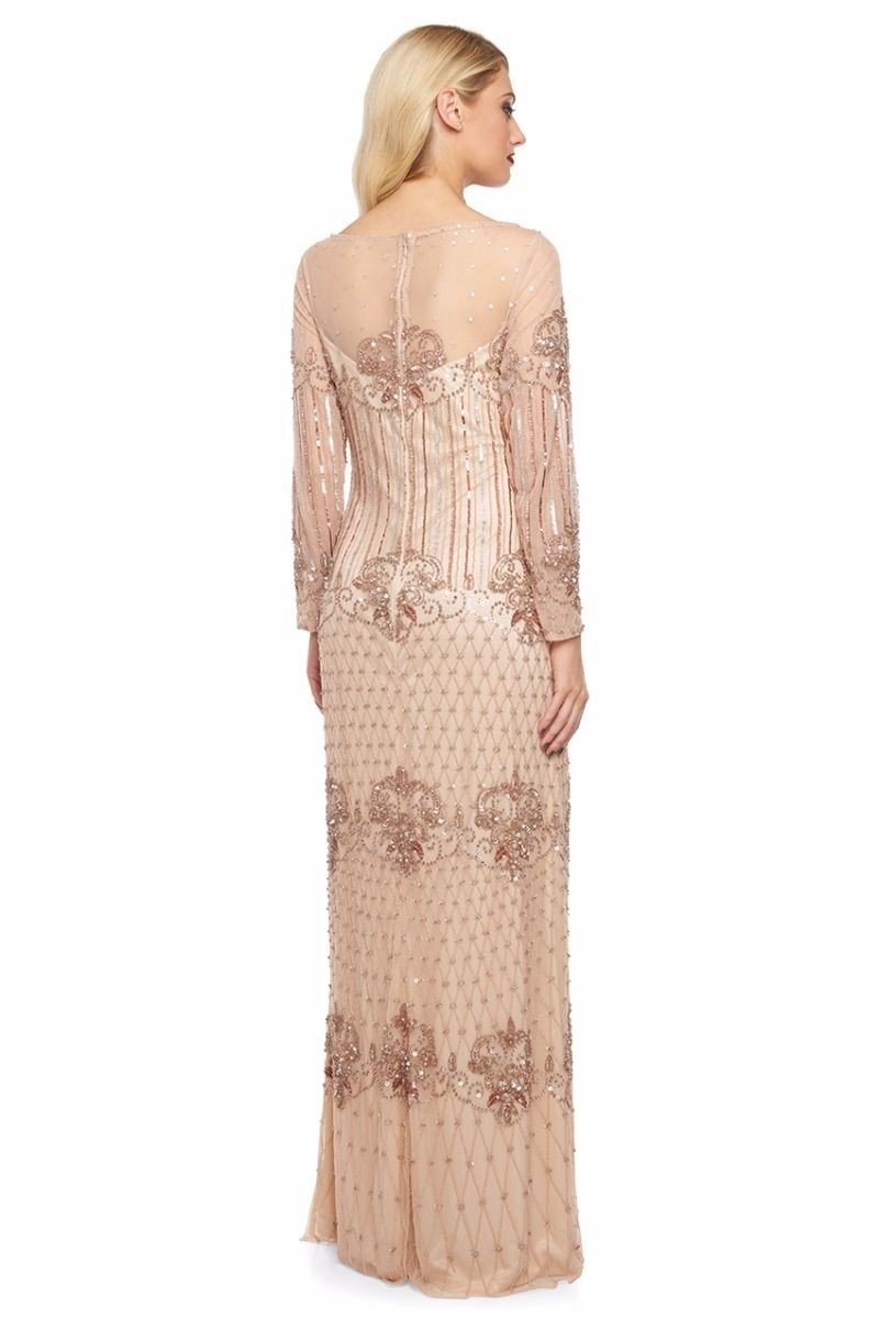 1920s Inspired Evening Maxi Dress in Champagne