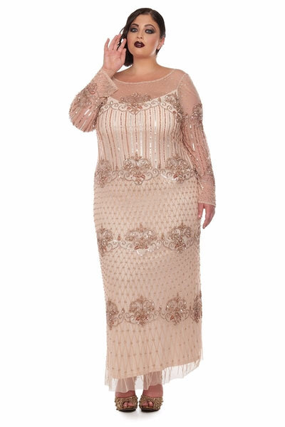 1920s Inspired Evening Maxi Dress in Champagne