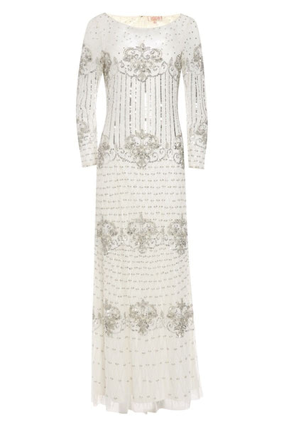 1920s Inspired Evening Maxi Dress in White