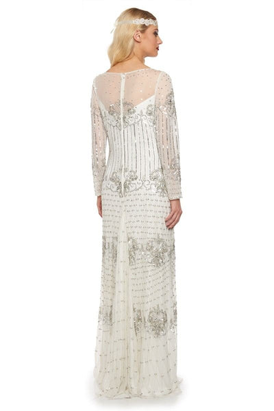 1920s Inspired Evening Maxi Dress in White