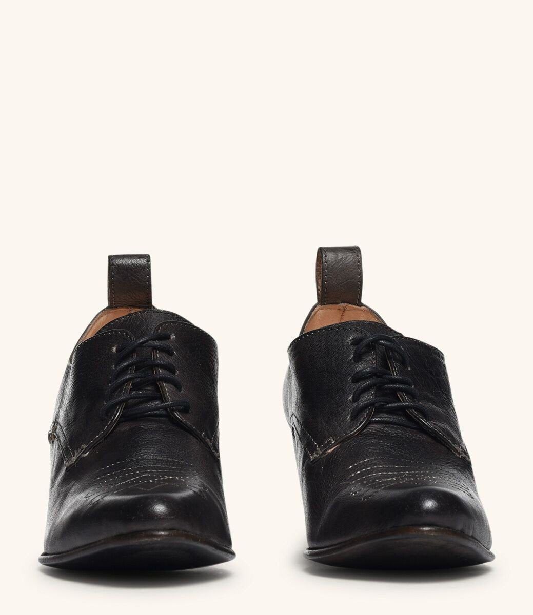 Retro Style Leather-Wrapped Heels in Black by Oak Tree Farms
