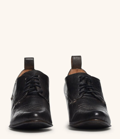Retro Style Leather-Wrapped Heels in Black by Oak Tree Farms