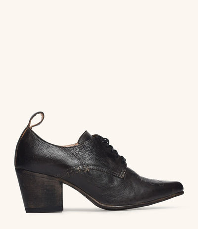 Retro Style Leather-Wrapped Heels in Black by Oak Tree Farms