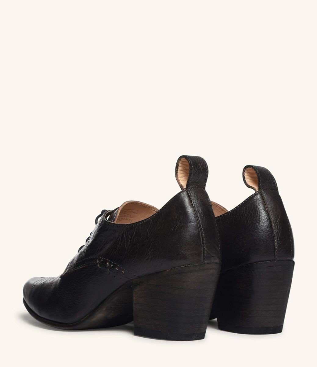 Retro Style Leather-Wrapped Heels in Black by Oak Tree Farms
