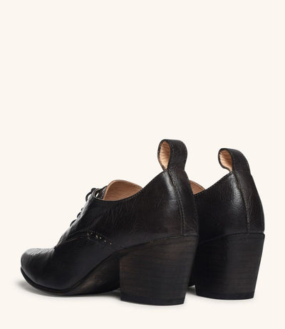 Retro Style Leather-Wrapped Heels in Black by Oak Tree Farms