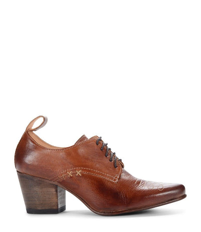 Retro Style Leather-Wrapped Heels in Cognac by Oak Tree Farms