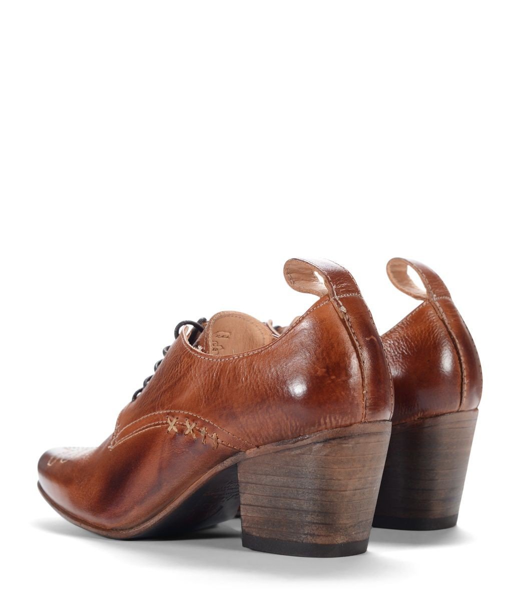 Retro Style Leather-Wrapped Heels in Cognac by Oak Tree Farms