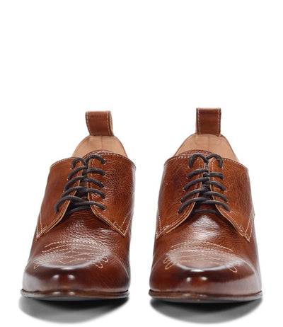 Retro Style Leather-Wrapped Heels in Cognac by Oak Tree Farms