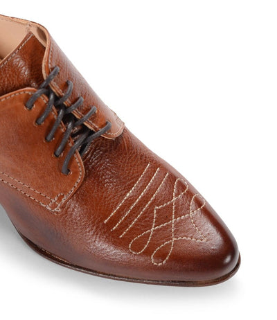 Retro Style Leather-Wrapped Heels in Cognac by Oak Tree Farms