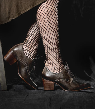 Retro Style Leather-Wrapped Heels in Taupe by Oak Tree Farms