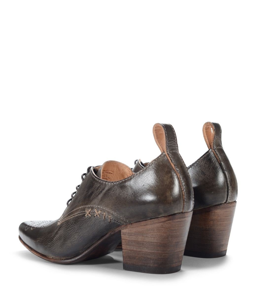 Retro Style Leather-Wrapped Heels in Taupe by Oak Tree Farms