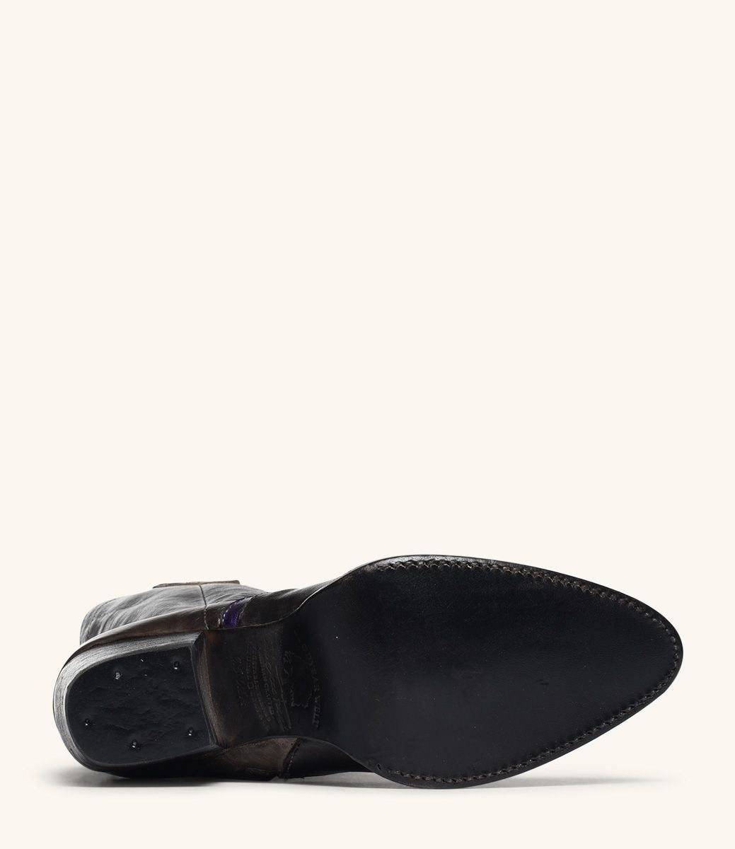 Basanti Mid-Calf Cowgirl Boots in Black Taupe by Oak Tree Farms