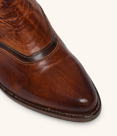 Basanti Mid-Calf Cowgirl Boots in Cognac by Oak Tree Farms