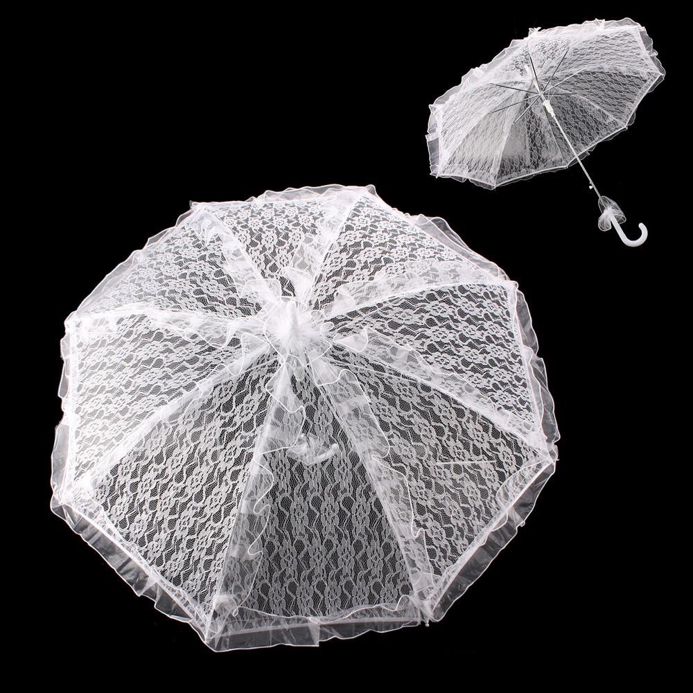 Vintage Style Bridal Lace Parasol with Tulle Ruffles