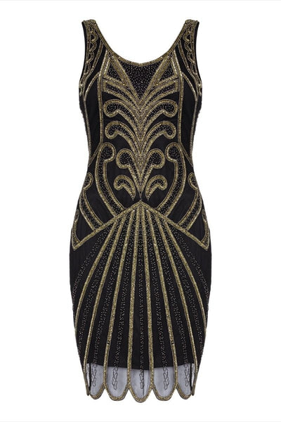 Art Deco Cocktail Dress in Black Gold