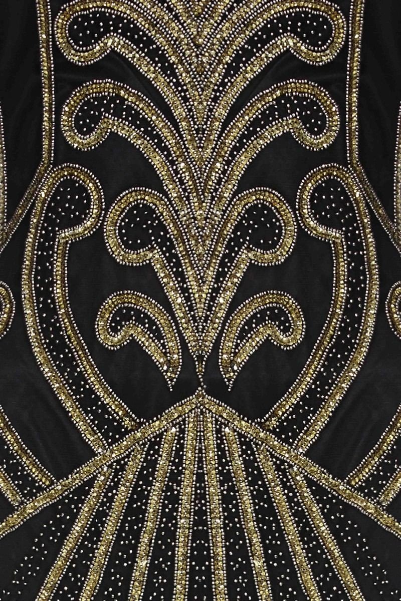 Art Deco Cocktail Dress in Black Gold