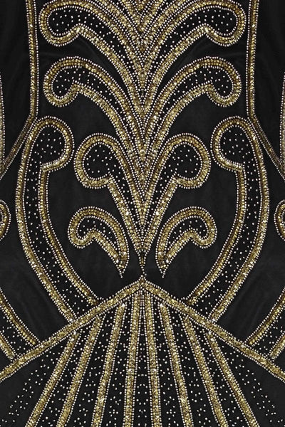 Art Deco Cocktail Dress in Black Gold