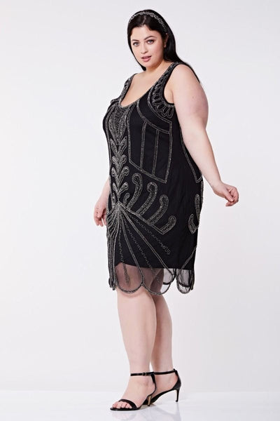 Art Deco Cocktail Dress in Black Silver