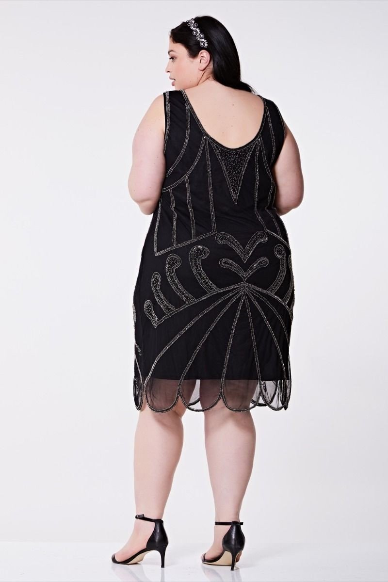 Art Deco Cocktail Dress in Black Silver - SOLD OUT
