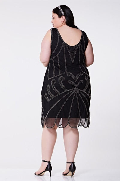Art Deco Cocktail Dress in Black Silver
