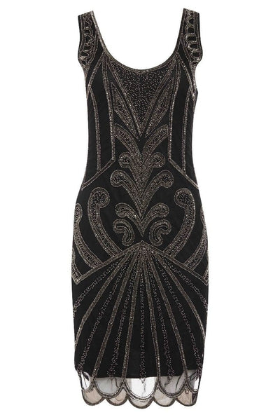 Art Deco Cocktail Dress in Black Silver