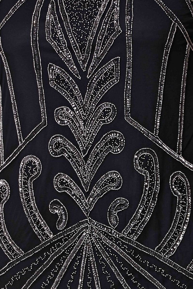 Art Deco Cocktail Dress in Black Silver
